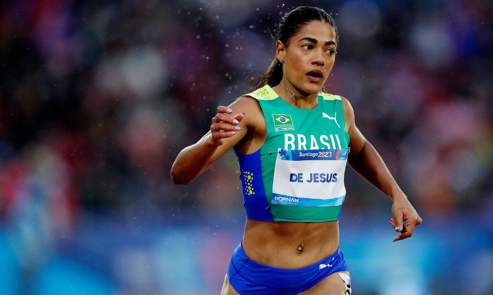 Ana Carolina Azevedo na final dos 200 m rasos dos Jogos Pan-Americanos de Santiago