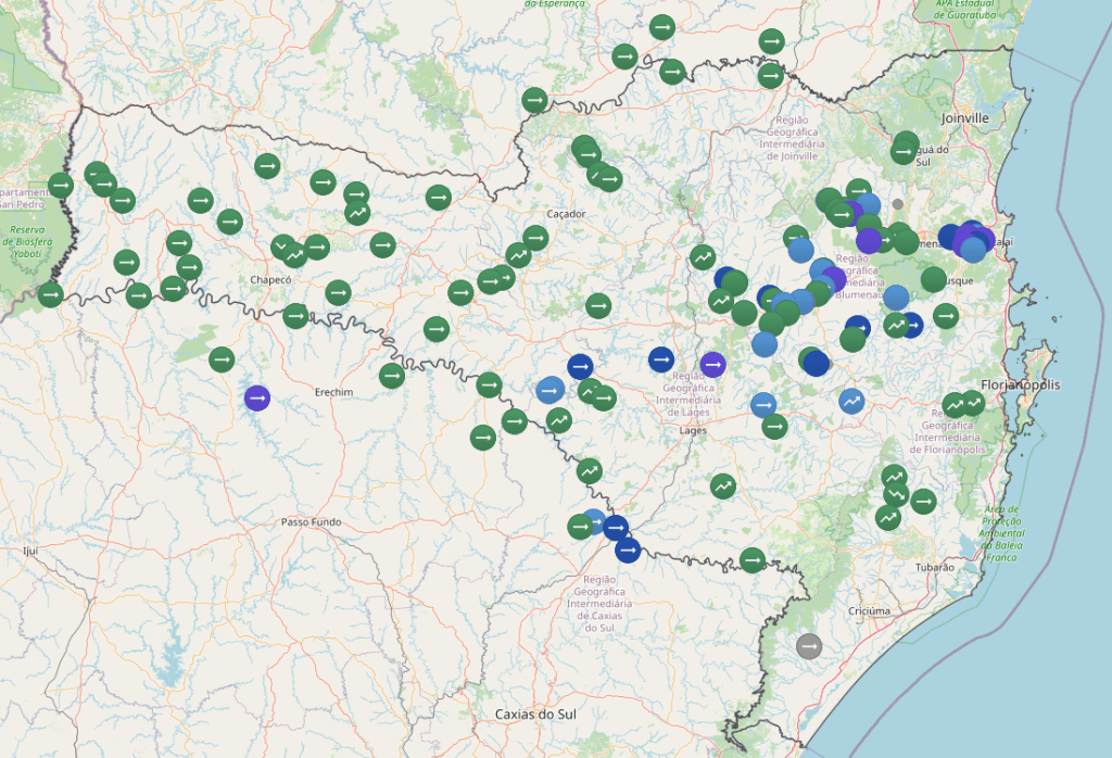 Defesa Civil Santa Catarina - OBSERVAÇÃO - 14/01 20:40 - CHUVA PERSISTENTE  de intensidade moderada para as regiões do Litoral Norte, Grande  Florianópolis e Baixo Vale do Itajaí nas próximas 3 horas. Ocorrências  ligue 199 ou 193.