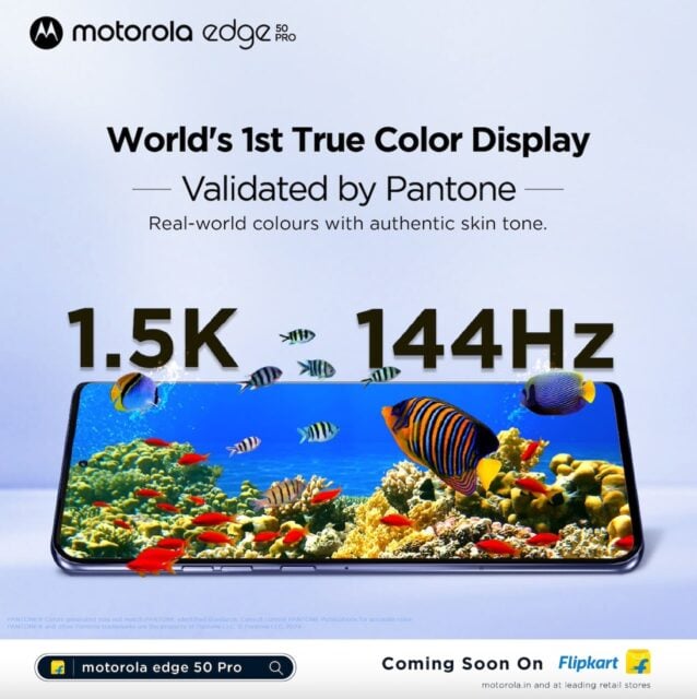 Pôster teaser das especificações da tela do Motorola Edge 50 Pro